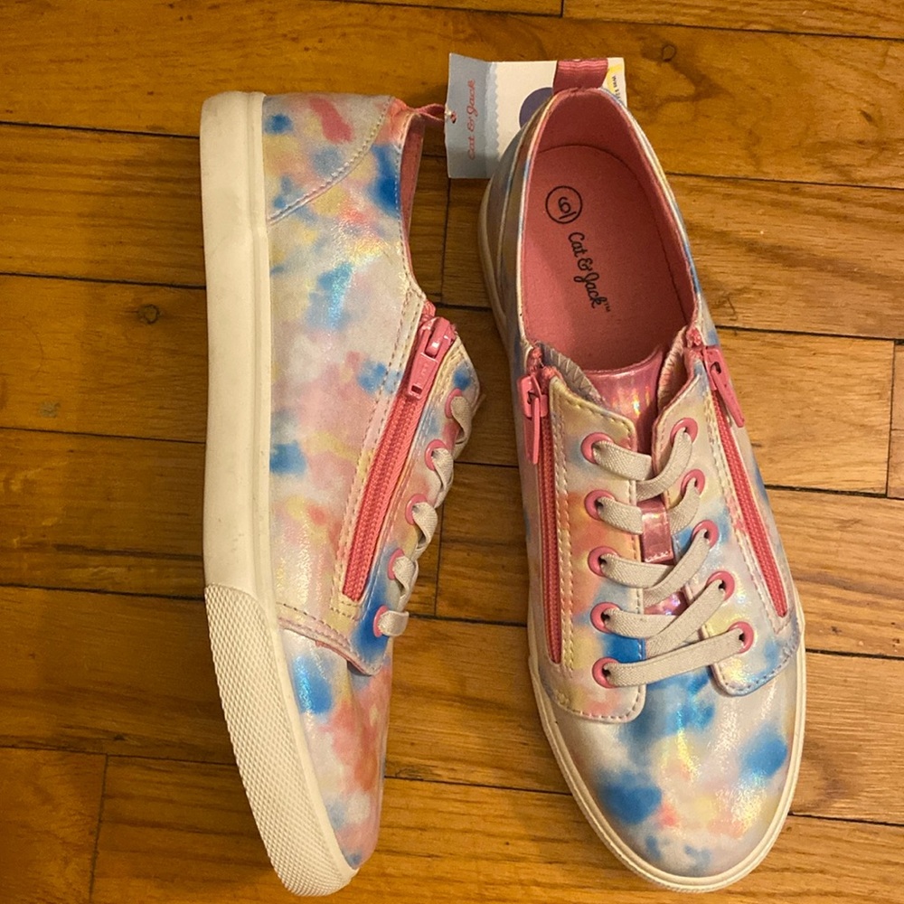 Kids Lucian Rainbow Tie Dye Double zipper sneakers